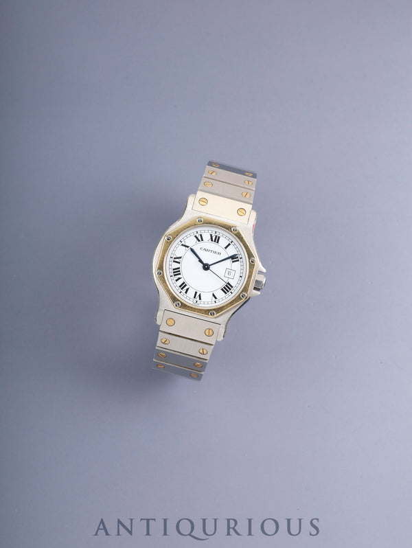 カルティエ サントス オクタゴン LM 2966 自動巻き Cal.ETA2671 SS/YG SS/YG ホワイトローマン文字盤（SWISS表記） 箱 冊子 保証書（1986年）タグ オーバーホール済み