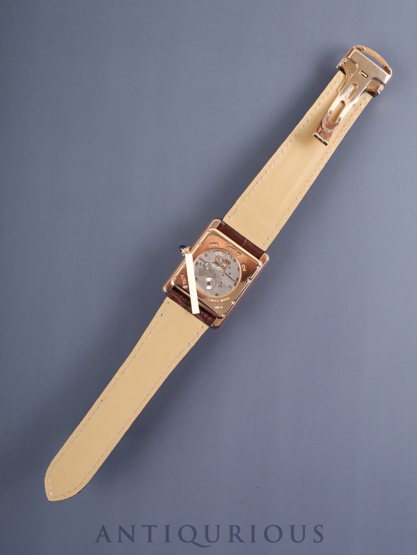 Cartier Tank Louis Cartier XL W1560003 / 3185 Automatic Caliber 9753MC AU750 Leather Strap with Genuine D-buckle (AU750) Silver Guilloche Dial Box Warranty (2017) Overhauled