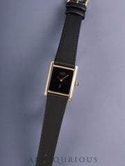 カルティエ マストタンク LM 手巻き Cal.78-1/ETA2512-1 SV925 革 純正尾錠（GP）オニキス文字盤（SWISS表記） オーバーホール済み