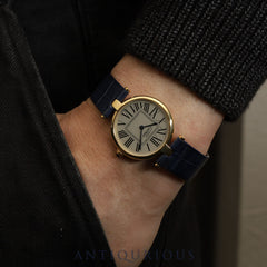 Cartier Must Vendôme VLC LM W1005454 / 590003 Quartz Caliber - SV925 Leather Strap with Genuine GP Buckle, Opalescent Dial, Completely Serviced at a Cartier Boutique