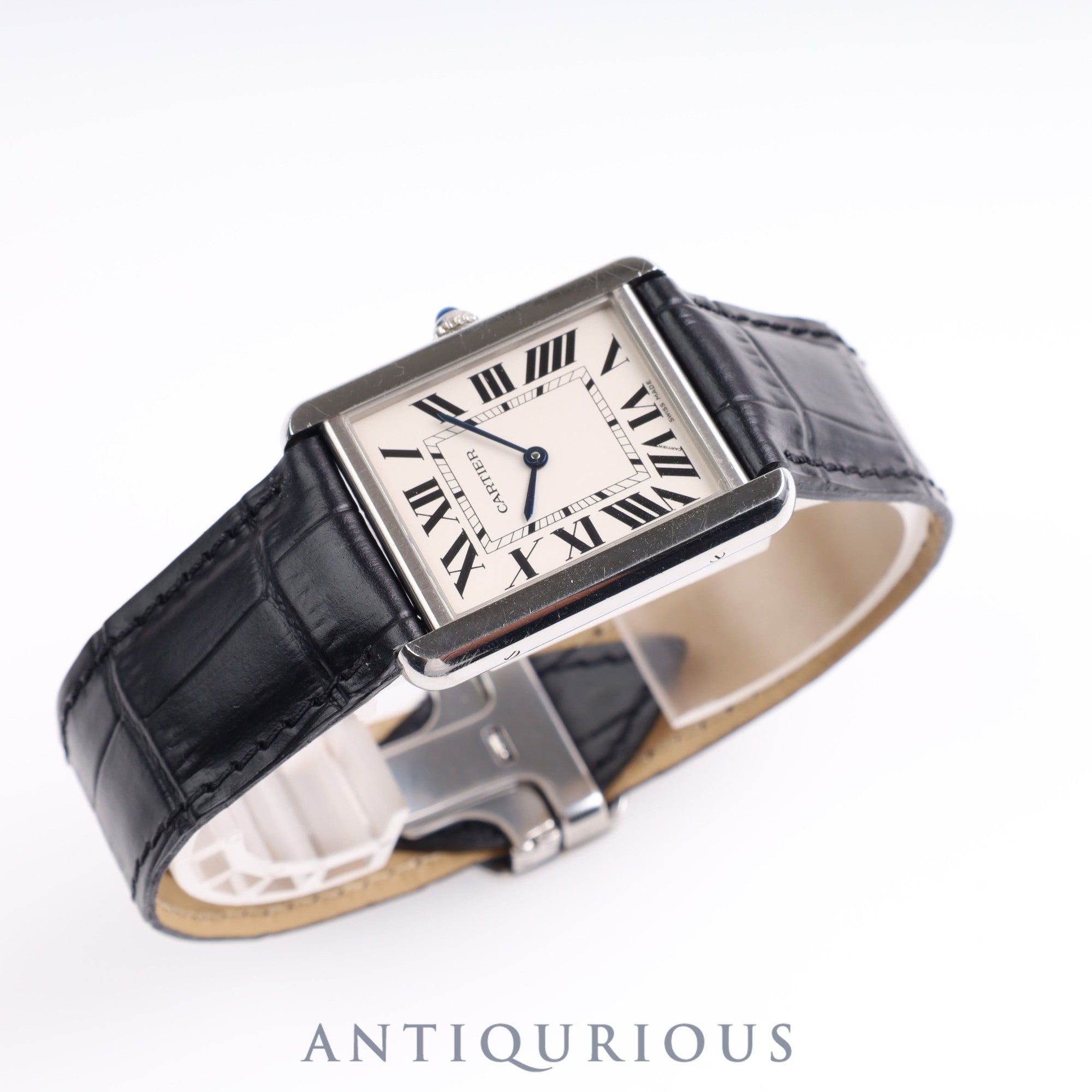 Cartier Tank Solo LM Quartz W5200014/3169 SS Leather Genuine D Buckle Silver Dial