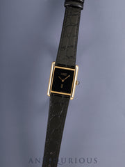 Cartier Must Tank LM 6 Hand-wound Cal.78-1 SV925 Leather Original Pin Buckle (GP) Onyx Dial (SWISS marking) Overhauled