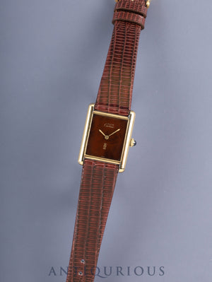 Cartier Must Tank LM Hand-wound Cal.78-1 SV925 Leather Genuine Pin Buckle (GP) Mahogany Dial (SWISS marking) Overhauled
