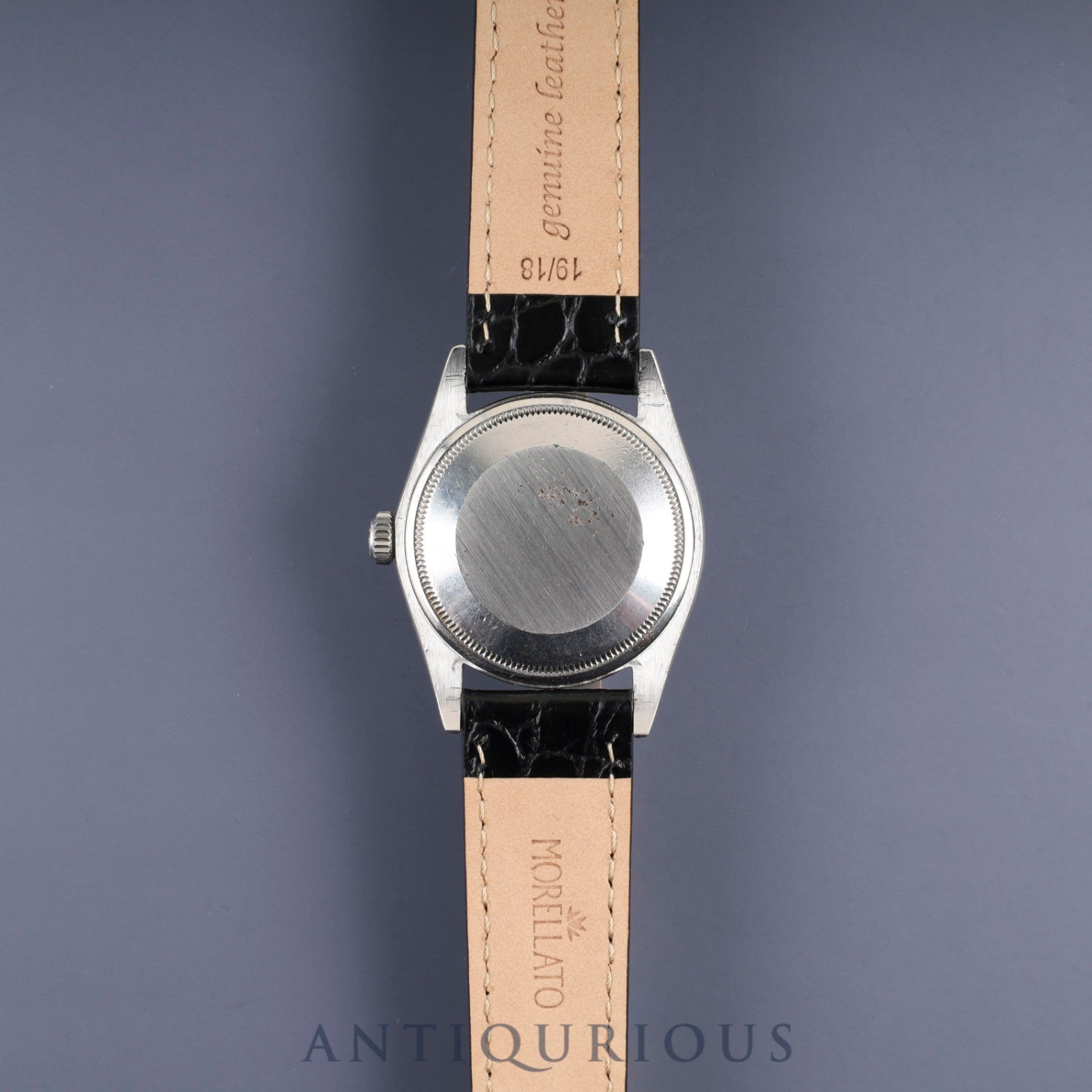 ロレックス  オイスターパーペチュアルデイト 1500 自動巻き Cal.1570 SS 革 社外尾錠（SS）シルバー文字盤 36mm 53番台（1977年）オーバーホール済み