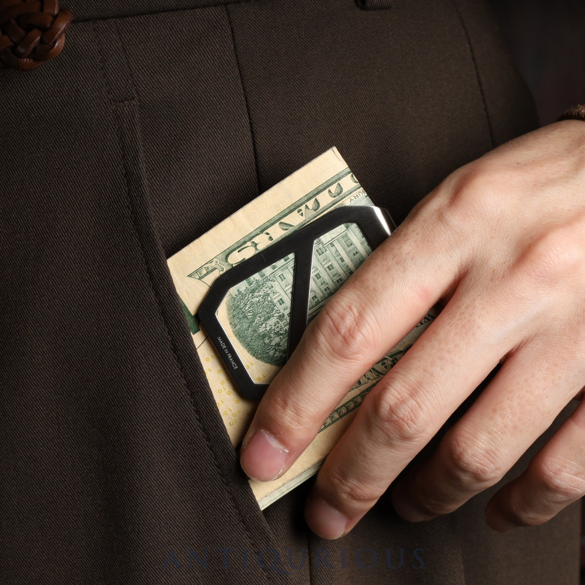 HERMES メタル マネークリップ エルメスエケストル マネークリップ シルバー金具 メンズ メタル