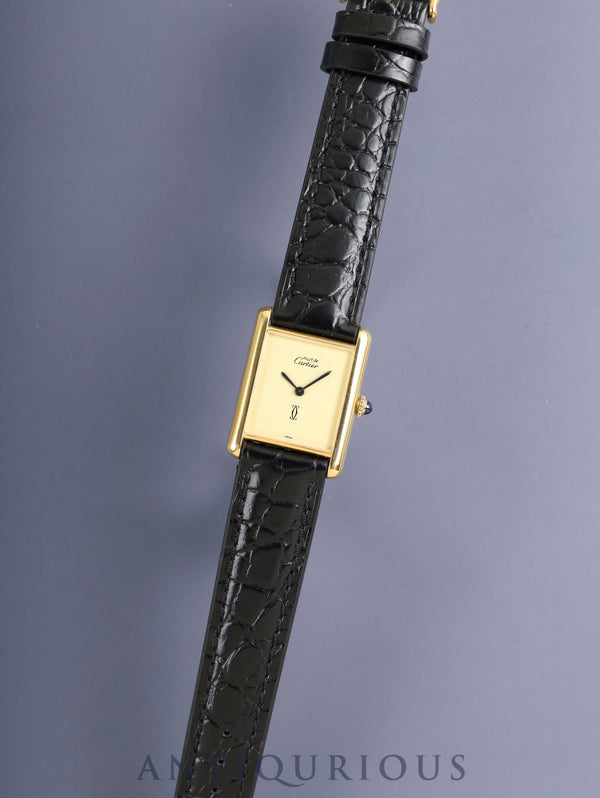 カルティエ マストタンク LM 手巻き Cal.78-1 SV925 革 純正ピンバックル（GP）アイボリー文字盤（SWISS表記）オーバーホール済み 新品仕上げ済み