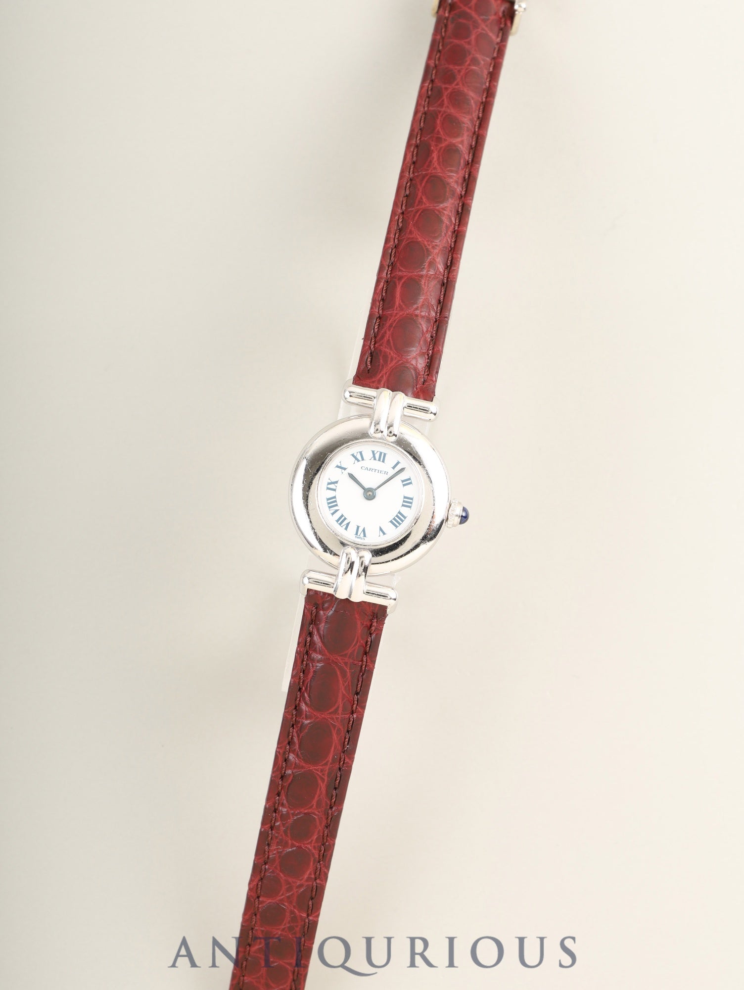 カルティエ マストコリゼ 590002 クォーツ Cal.690 SV925 革 純正Dバックル（SS） ホワイトローマン文字盤 オーバーホール済み