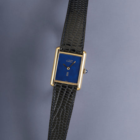 カルティエ マストタンク LM 6 手巻き Cal.78-1 SV925 純正革ベルト 純正ピンバックル（GP）ラピスラズリ文字盤（SWISS表記）オーバーホール済み