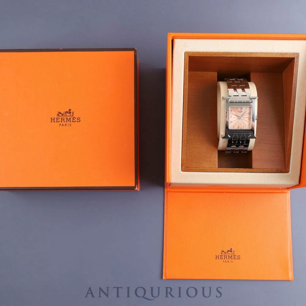 Hermes H Watch HH1.210 Quartz Cal.901.001 SS Orange Dial Box Overhauled