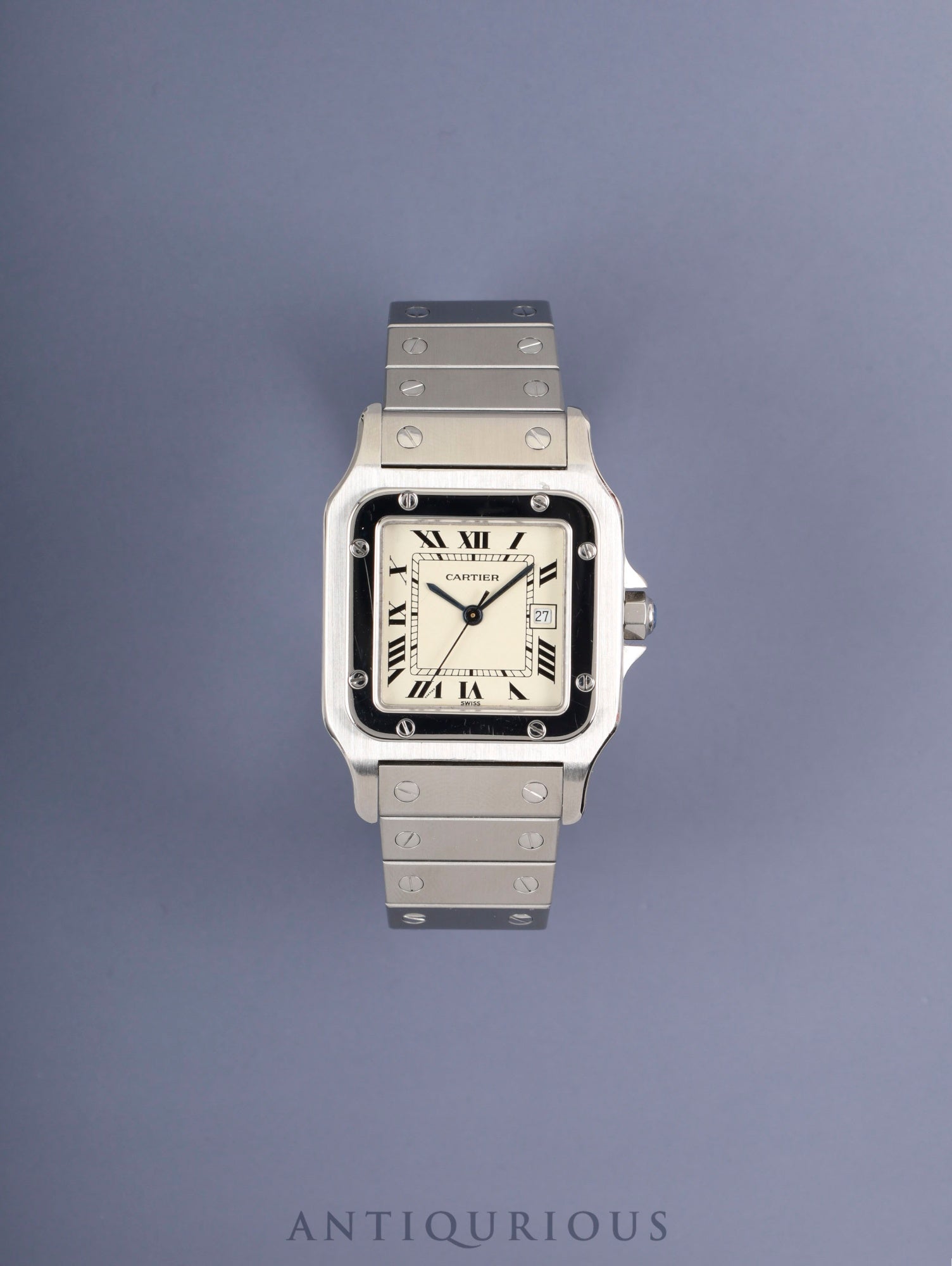 Cartier Santos Galbee LM 9172960 Automatic Caliber 2671 Stainless Steel Ivory Roman Dial Box Booklet Overhauled