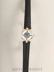 Cartier Must Vendome VLC SM 590004 Quartz Cal.90 SV925 Leather Genuine GP Deployment Buckle Center Gray Roman Dial Box Booklets Warranty (1993) Overhauled