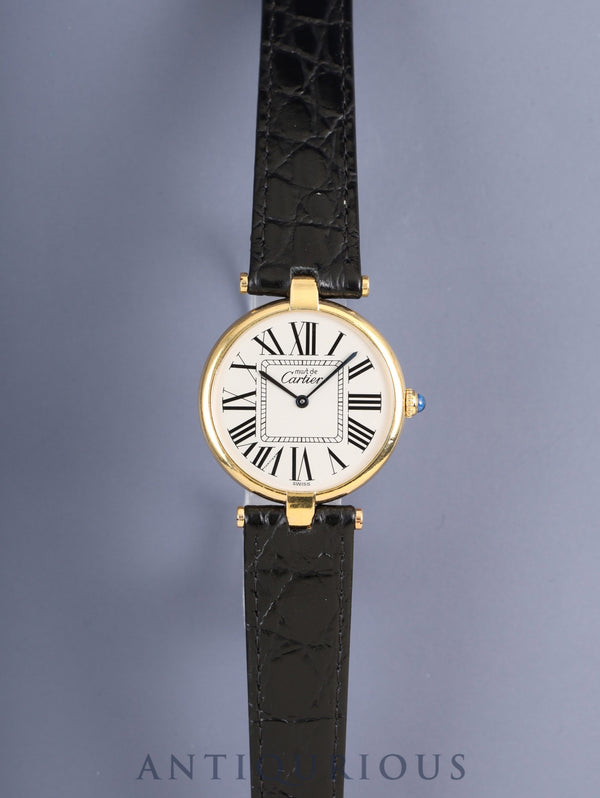 カルティエ マスト ヴァンドーム VLC LM 590003 クォーツ Cal.90 SV925 革 純正尾錠（GP） オパラン文字盤 オーバーホール済み
