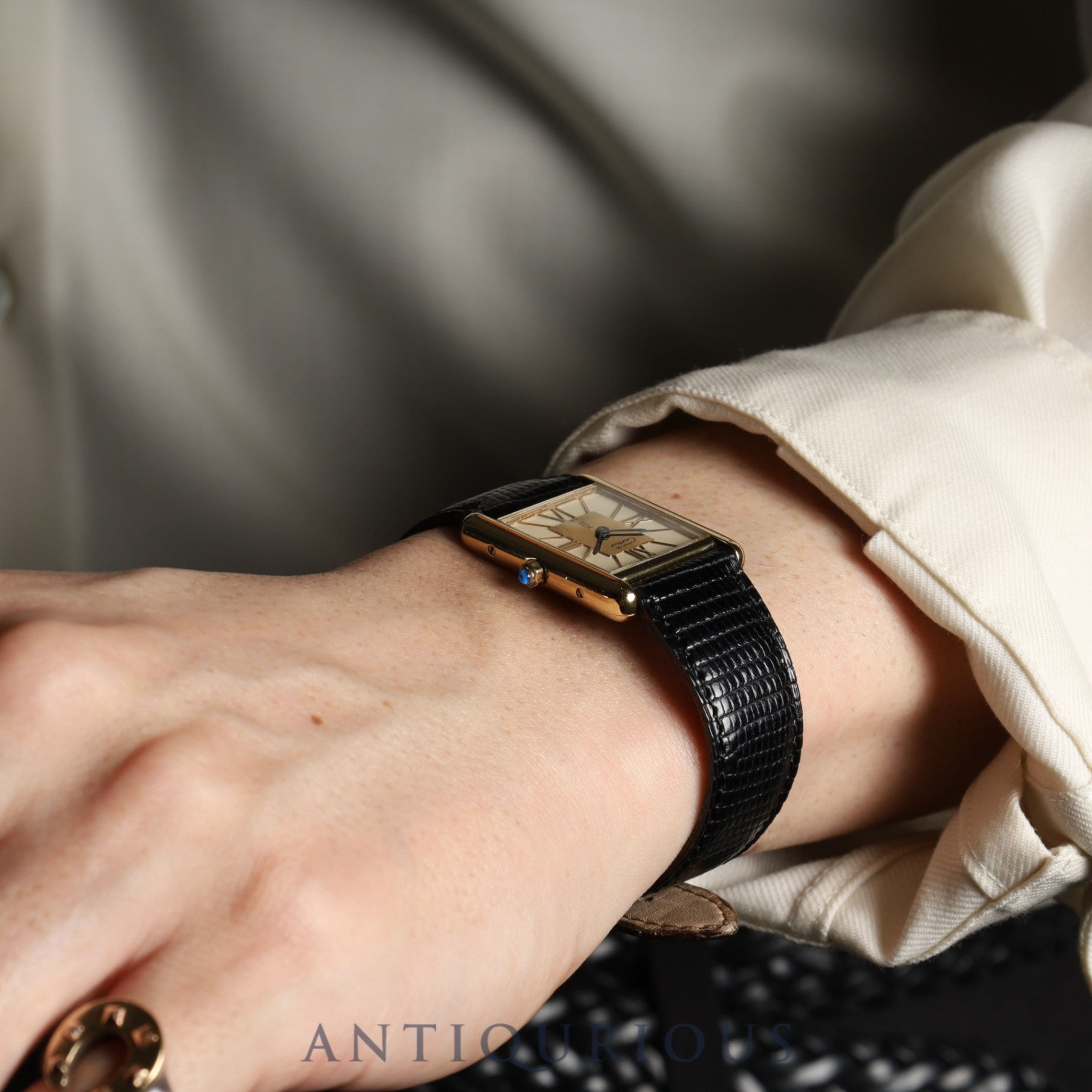 カルティエ マストタンク LM 6 81006 クォーツ Cal.81 SV925 純正革ベルト（使用感あり）純正尾錠（GP） クロワゾネ文字盤 オーバーホール済み