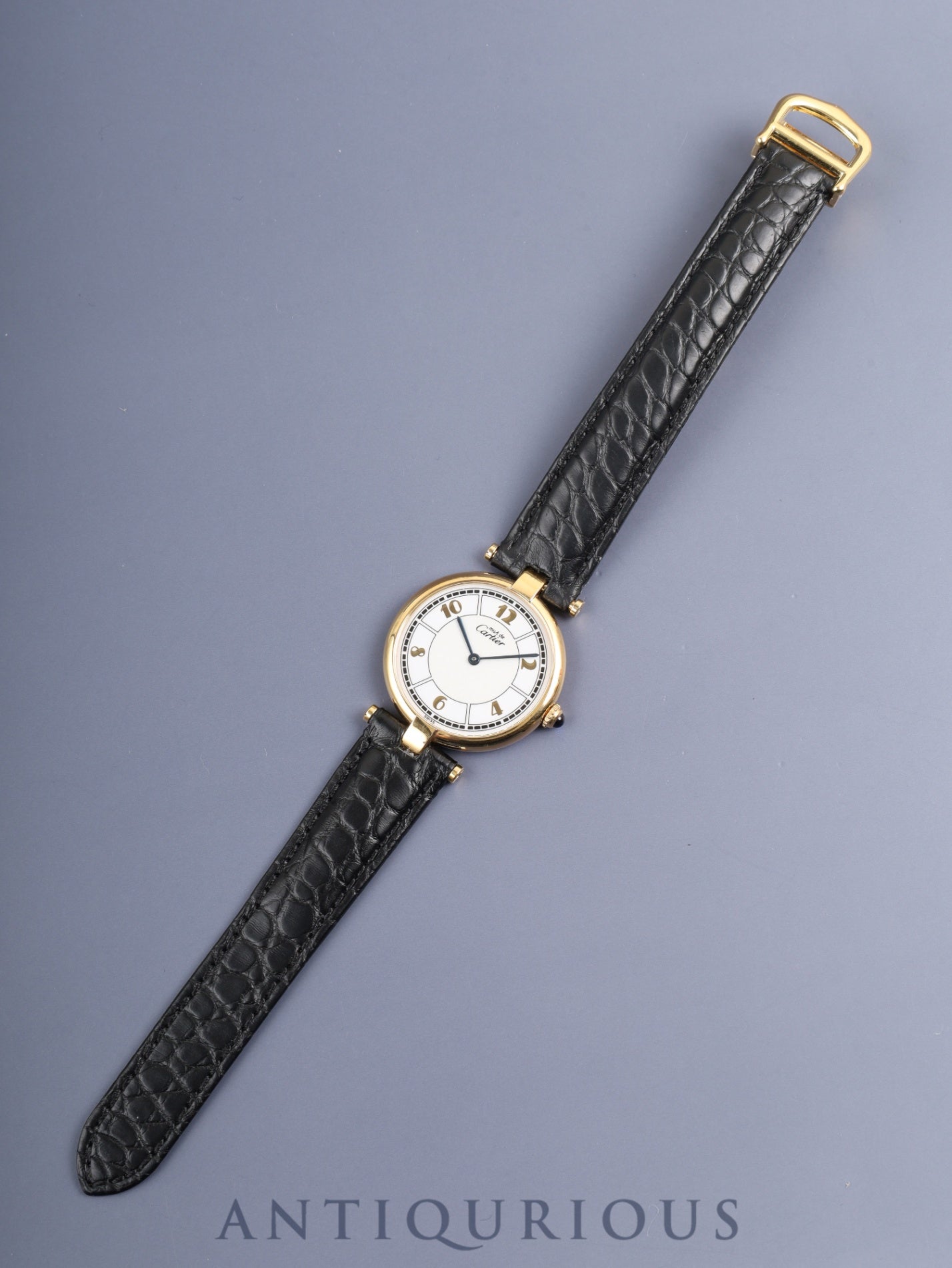 カルティエ マスト ヴァンドーム VLC LM W1009754 / 1861 クォーツ Cal.90 SV925 革 純正Dバックル（GP）飛びアラビア文字盤 箱 オーバーホール済み