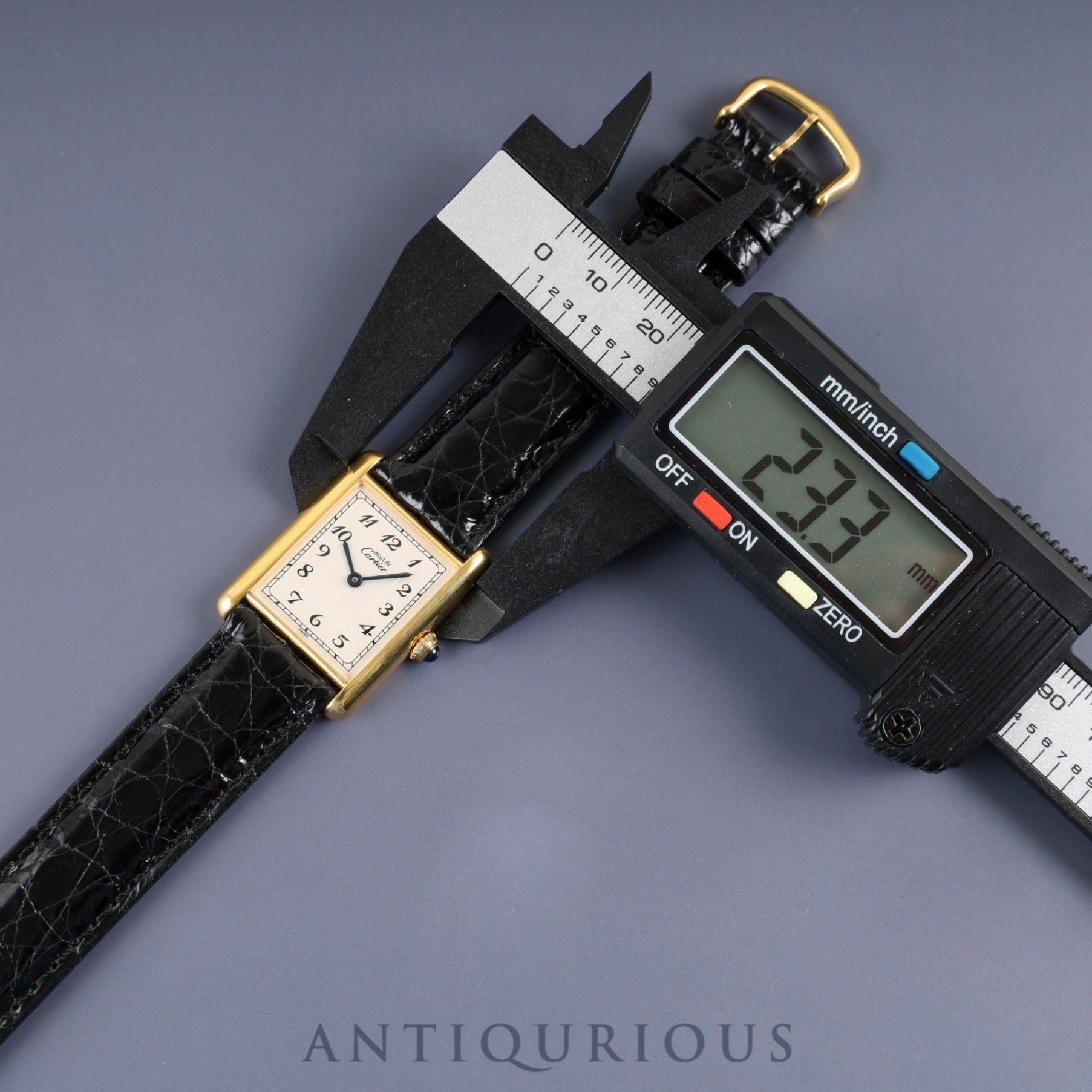 カルティエ マストタンク LM 590005 クォーツ Cal.90 SV925 革 純正尾錠（GP） アラビア文字盤 オーバーホール済み 新品仕上げ済み