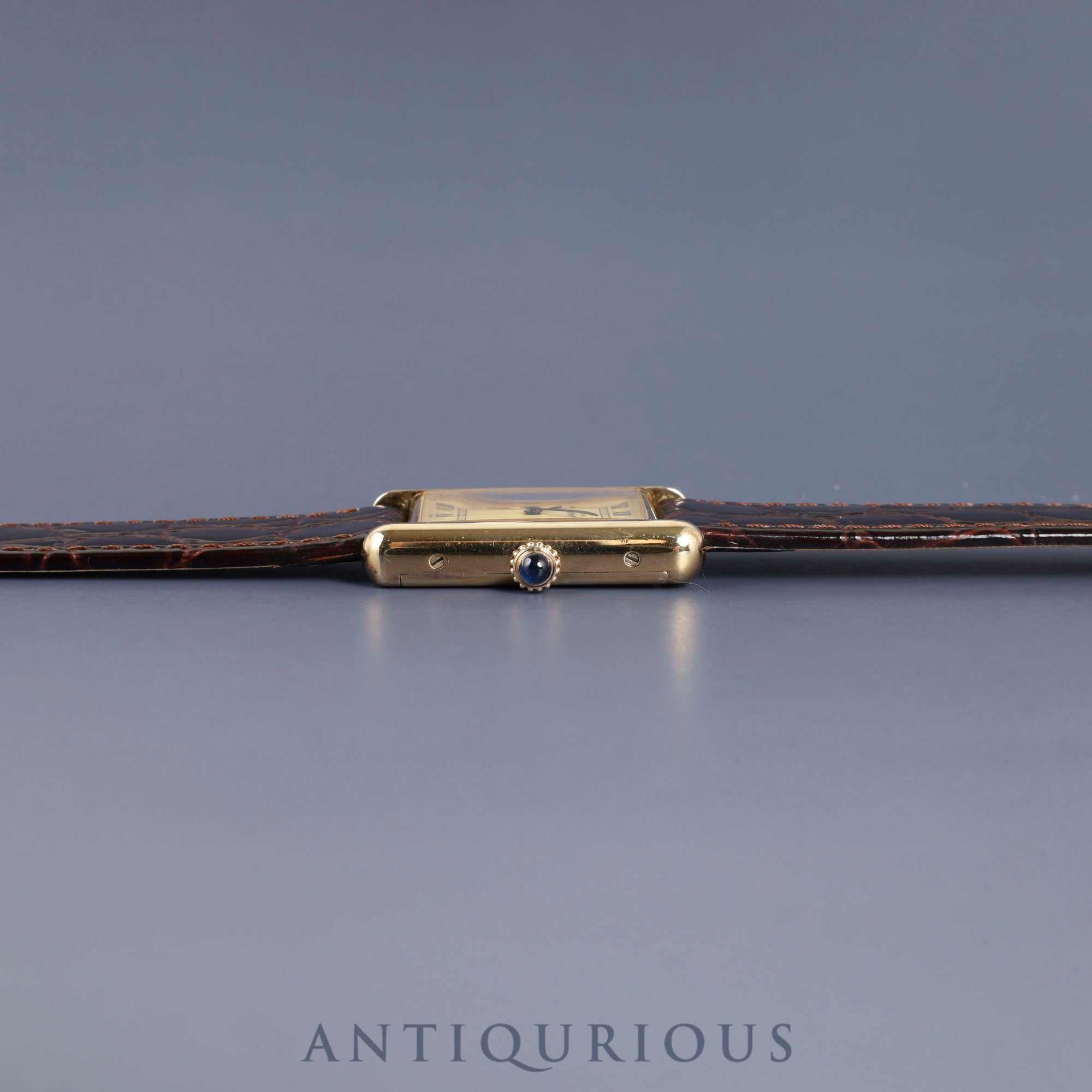 カルティエ マストタンク LM 手巻き SV925 革 純正尾錠（GP) アイボリーローマン文字盤 オーバーホール済み