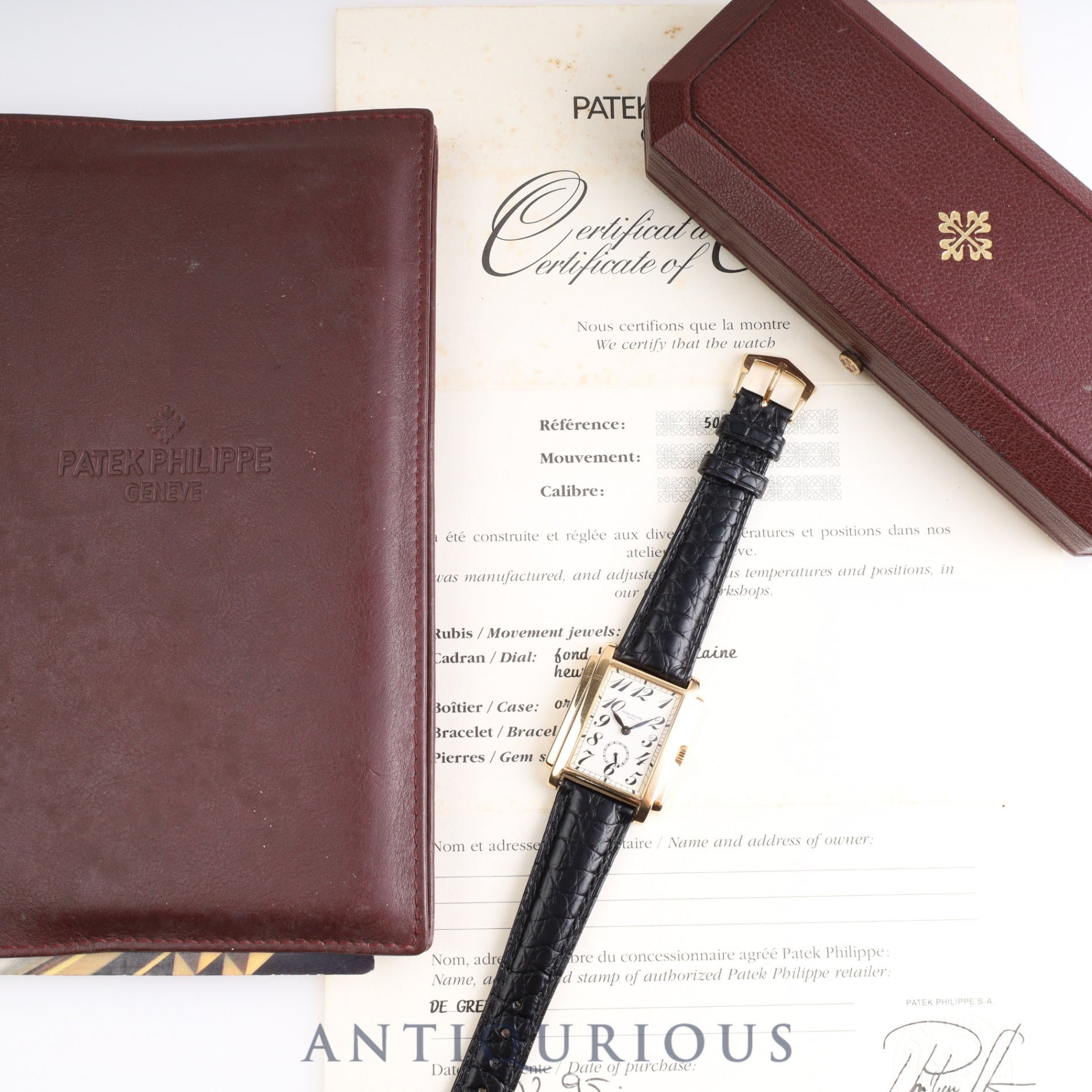 PATEK・PHILIPPE GONDOLO 5024J Manual winding Cal.215 YG Leather White Arabic Dial Box Protected (1995) Booklet