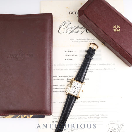 Patek Philippe Gondolo 5024J Manual winding Cal.215 YG Leather White Arabic dial Box Warranty (1995) Booklet