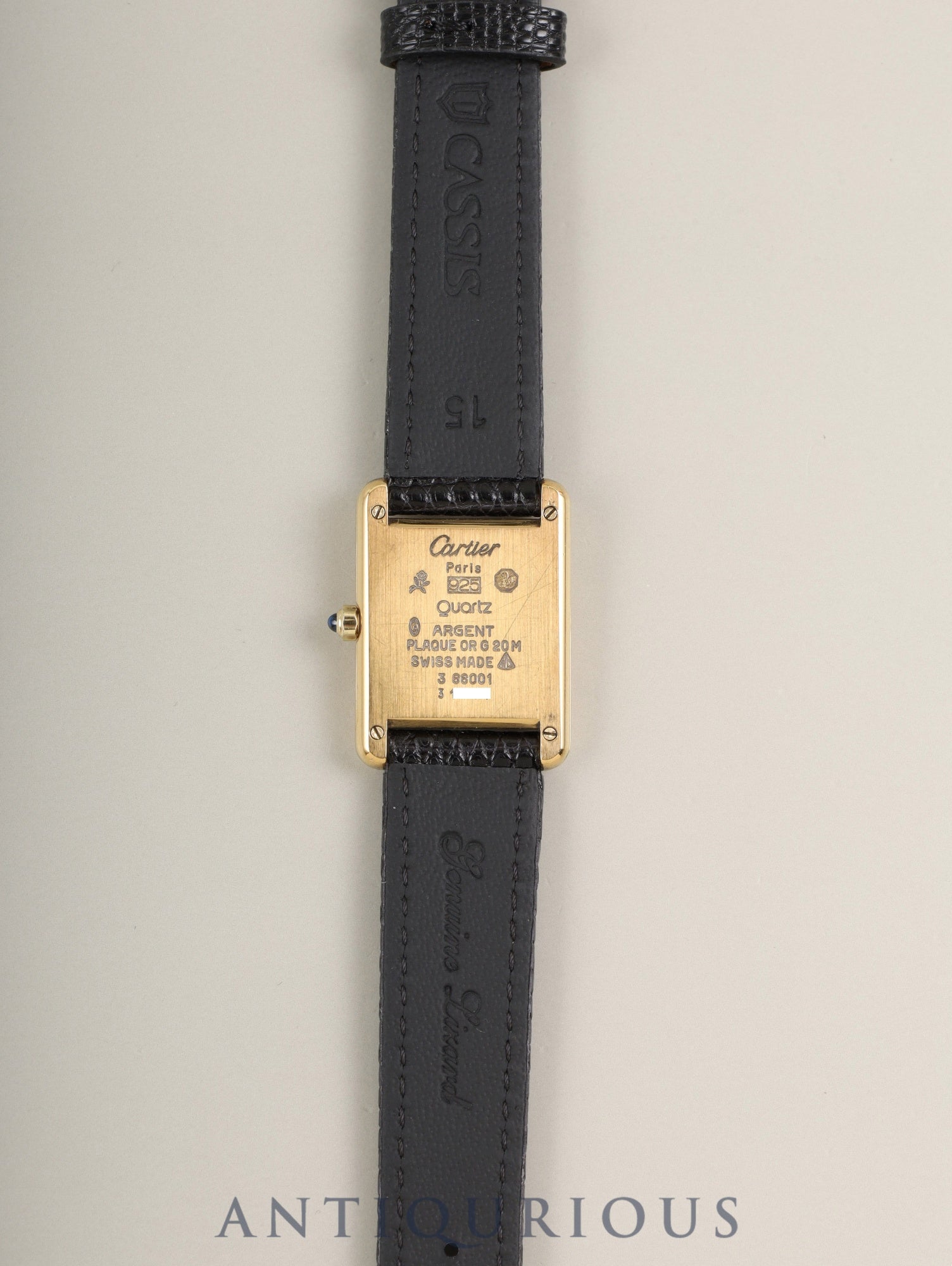 カルティエ マストタンク SM 3 66001クォーツ Cal.157 SV925 革 純正ピンバックル（GP）オニキス文字盤（SWISS表記）オーバーホール済み