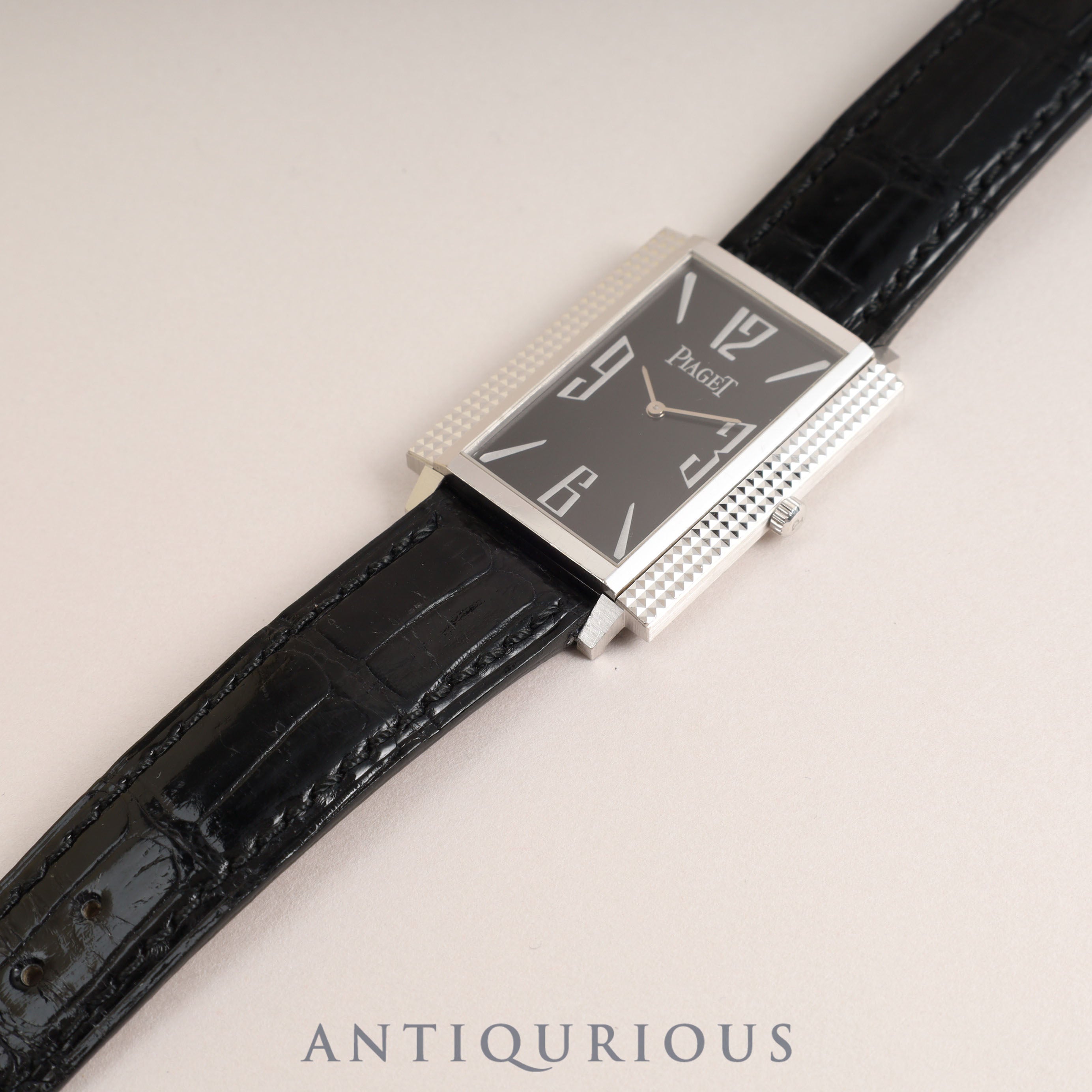 PIAGET 1967 Square 90300 Manual winding Cal.430P WG Leather Genuine buckle (750) Black Arabic dial Overhauled