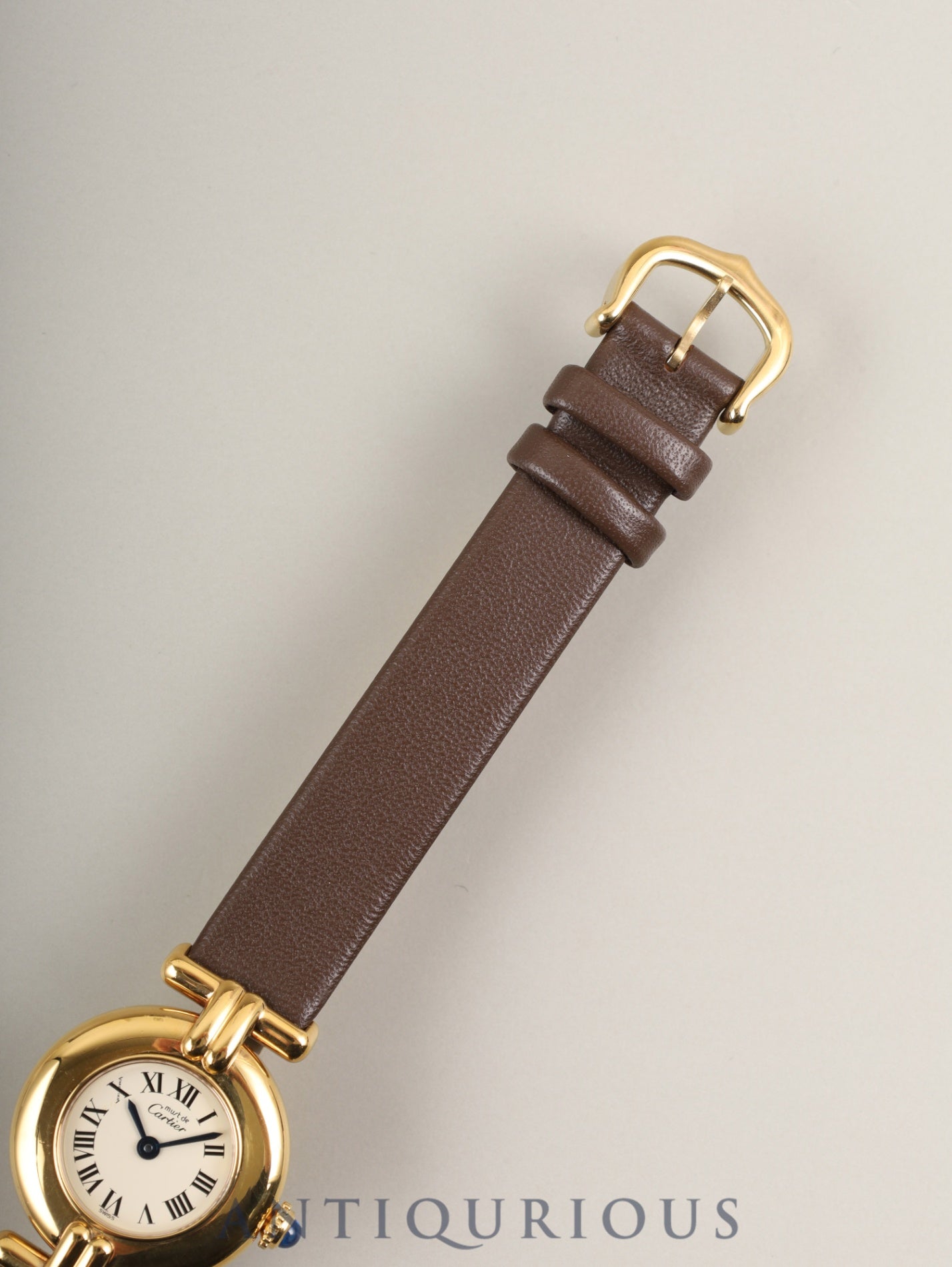 カルティエ マストコリゼ W1000653 / 590002 クォーツ SV925 革 純正尾錠（GP） アイボリーローマン文字盤 箱 冊子 保証書（1990年） カルティエブティックにてコンプリートサービス済み