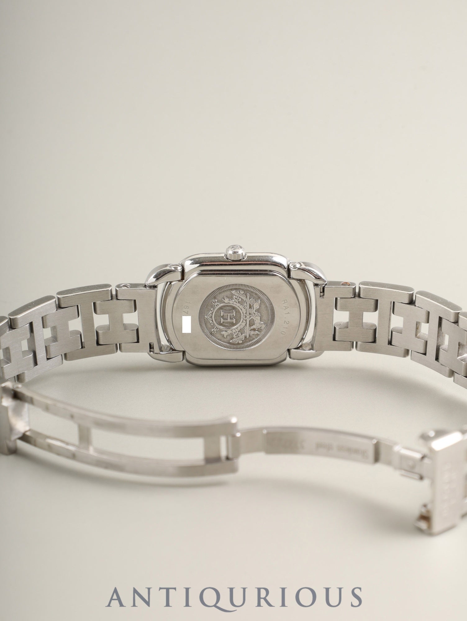 Hermes Rallye RA1.210 Quartz Cal.976.001 Stainless Steel Gray Dial Box Booklet Warranty Card Overhauled