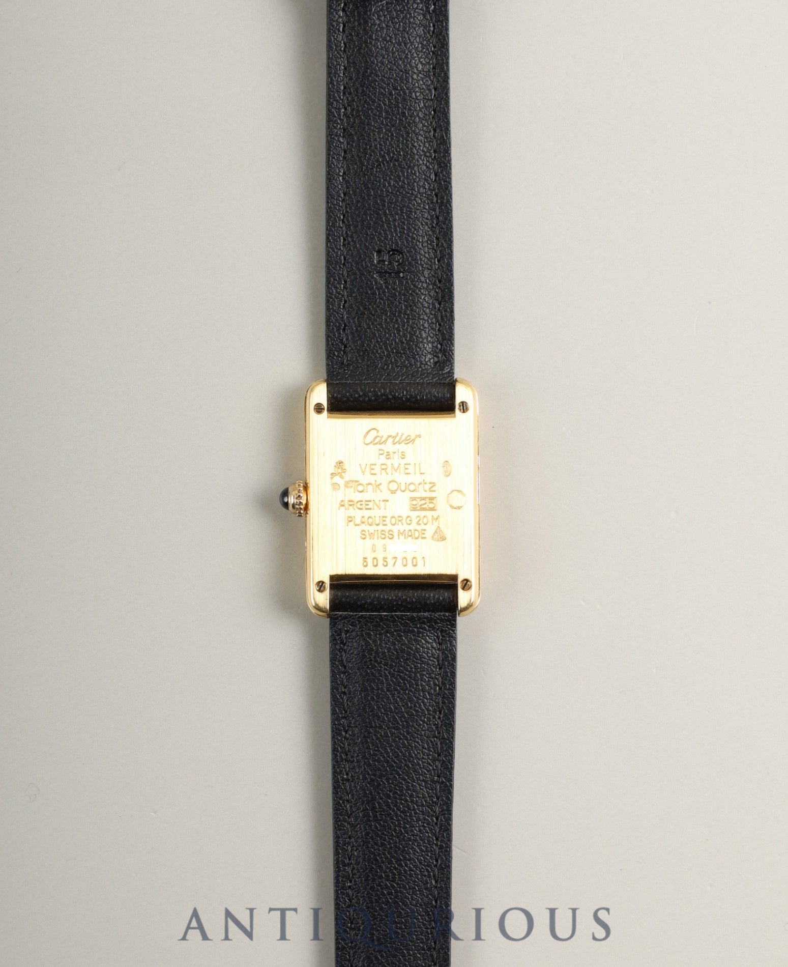 カルティエ マストタンク SM 5057001 クォーツ Cal.057 SV925 純正ピンバックル（GP）ブラック飛びローマン文字盤（SWISS表記）オーバーホール済み 新品仕上げ済み