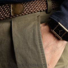 Cartier Must Tank LM Manual Winding Caliber 78-1 SV925 Leather Strap with Genuine GP Buckle, Black Onyx Dial, Overhauled