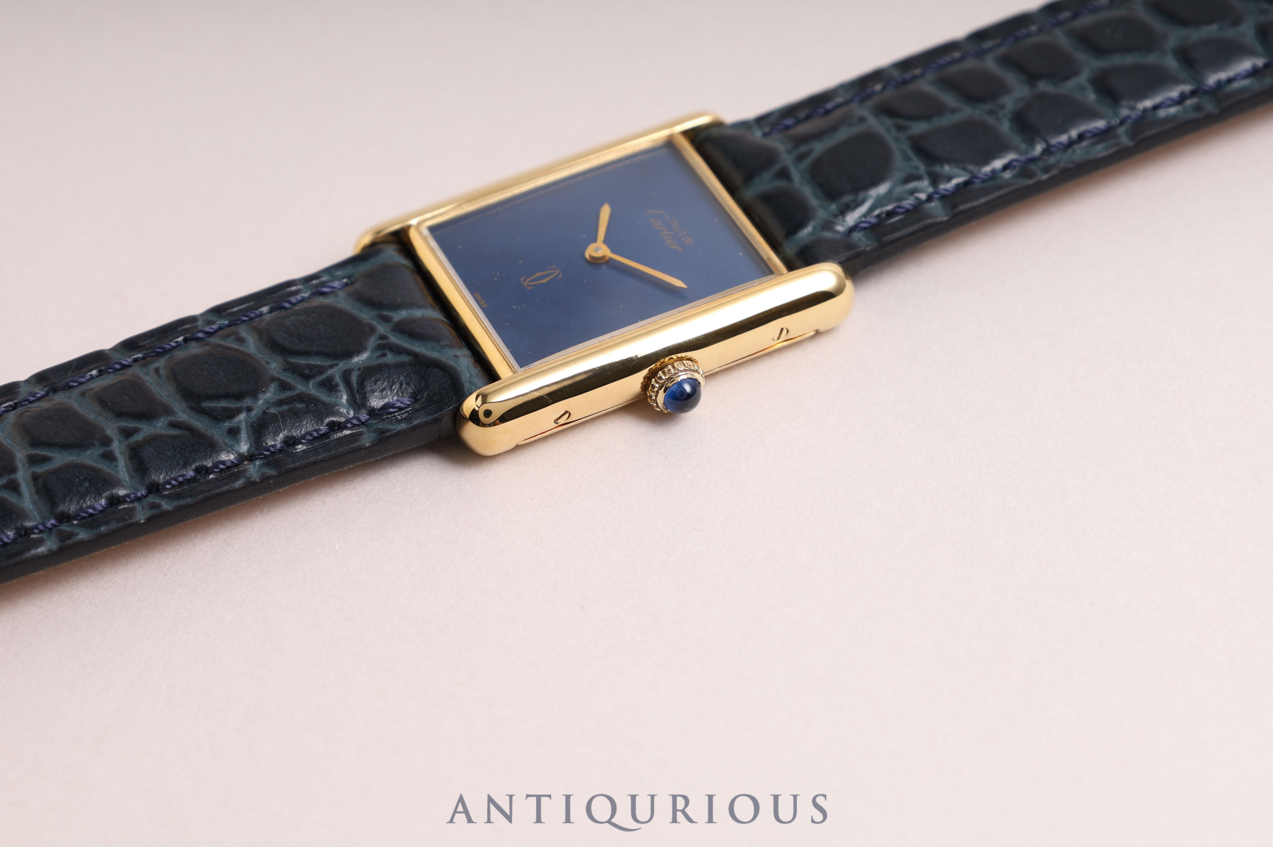 Cartier Must Tank LM Manual Winding Lapis Lazuli Dial Newly Finished