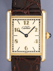 Cartier Must Tank LM 590005 Quartz Cal.90 SV925 Leather Original Pin Buckle (GP) Arabic Dial (SWISS marking) Overhauled