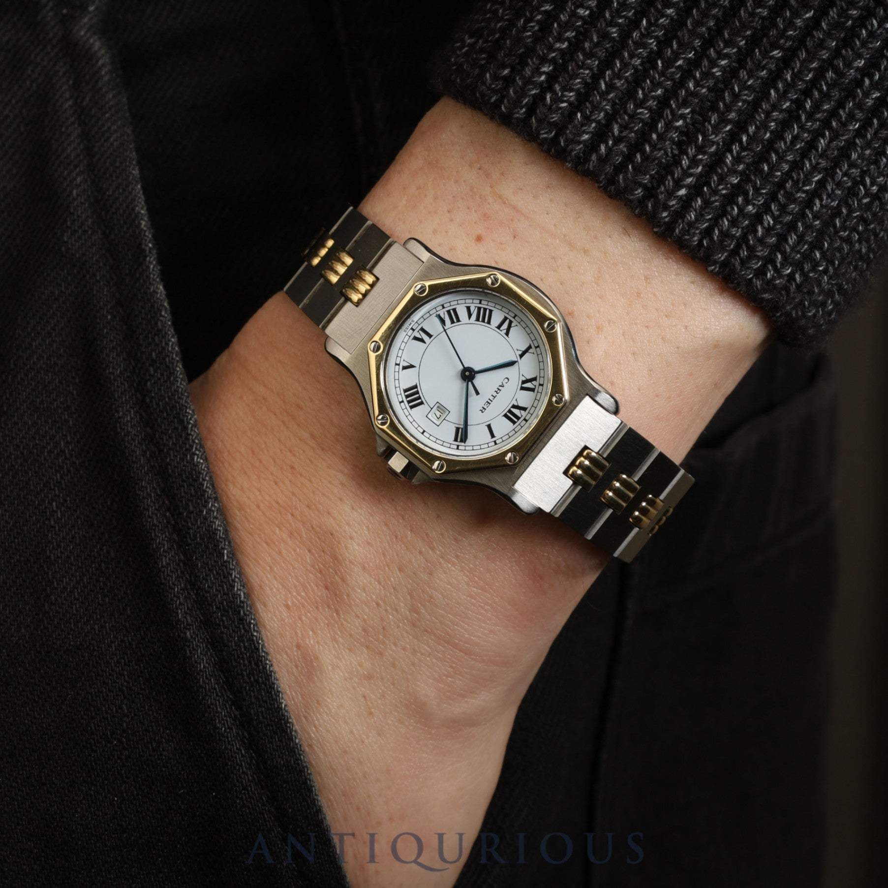Cartier Santos Octagon LM 2966 Automatic Cal. 077 Stainless Steel/Yellow Gold White Roman Dial Overhauled