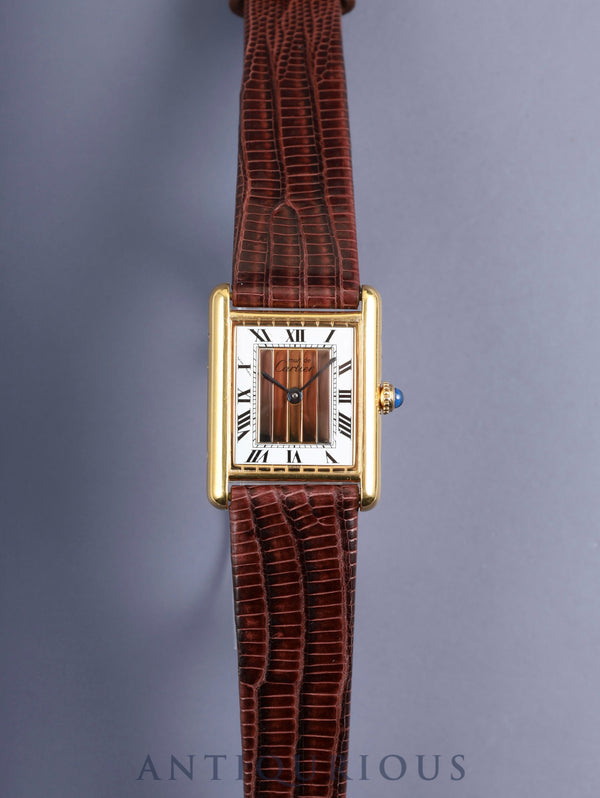 カルティエ マストタンク LM 590005 クォーツ Cal.90 SV925 革 純正尾錠（GP） フロントトリニティ文字盤（SWISS表記） オーバーホール済み 新品仕上げ済み