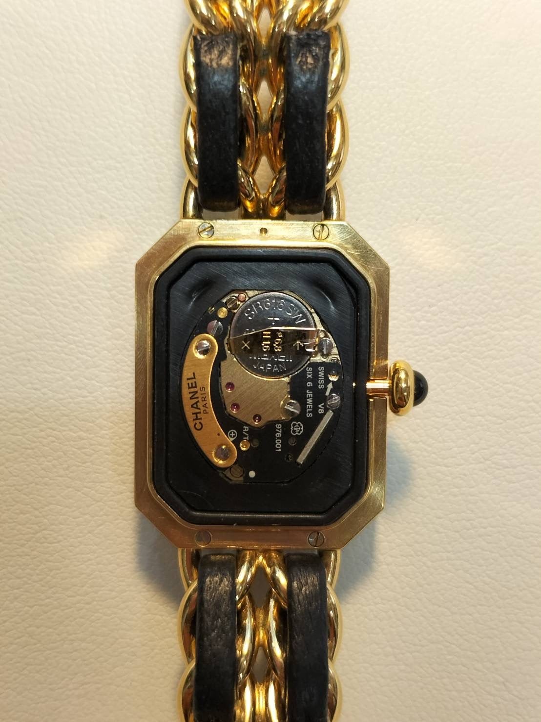 Chanel Premiere L H0001 Quartz Cal.976.001 GP GP/Leather Black Dial Overhauled