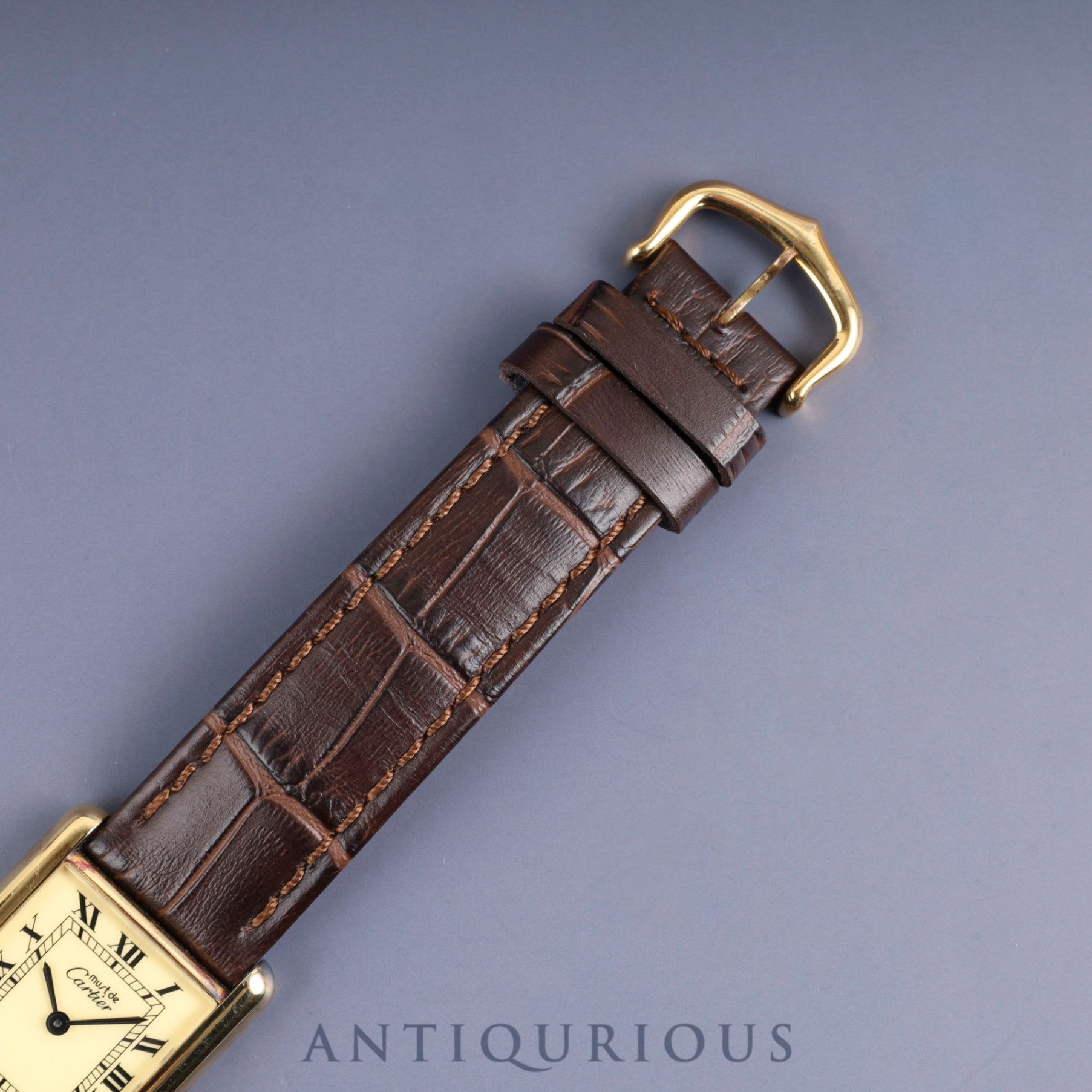 カルティエ マストタンク LM 手巻き SV925 革 純正尾錠（GP） アイボリーローマン文字盤 1976年頃～1981年頃 カルティエブティックにてコンプリートサービス済み