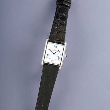 カルティエ マストタンク GM（XL） W1014154 /2414 クォーツ Cal.687 SV925 革 純正ピンバックル（SS） ホワイト飛びローマン文字盤（SWISS MADE表記 ）オーバーホール済み