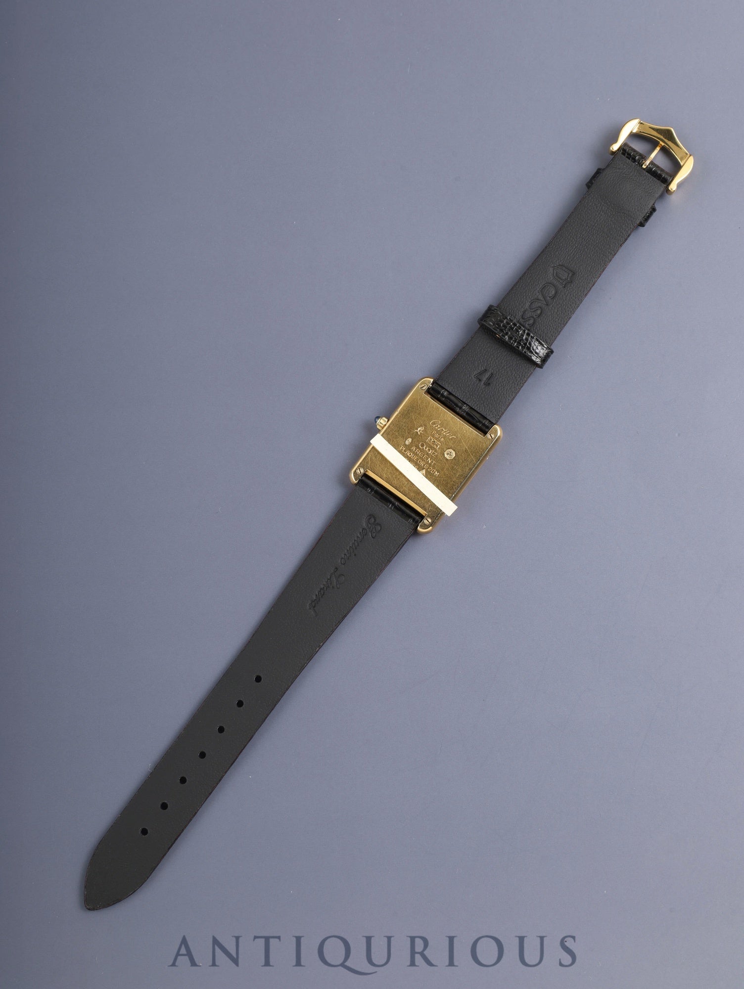 Cartier Must Tank LM 6 81006 Quartz Cal.81 SV925 Leather Original Pin Buckle (GP) Onyx Dial (SWISS marking) Overhauled, Re-inspected
