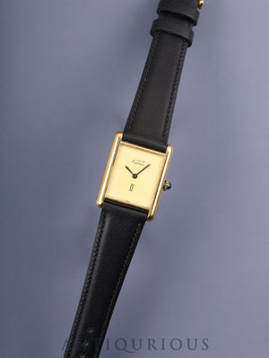 カルティエ マストタンク LM 手巻き Cal.78-1 SV925 革 純正尾錠（GP） アイボリー文字盤 （SWISS表記）1976年頃～1981年頃 オーバーホール済み