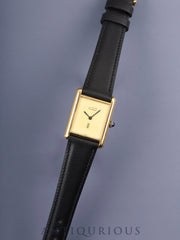 Cartier Must Tank LM Manual Winding Caliber 78-1 SV925 Leather Strap with Genuine GP Buckle Ivory Dial Circa 1976-1981 Overhauled