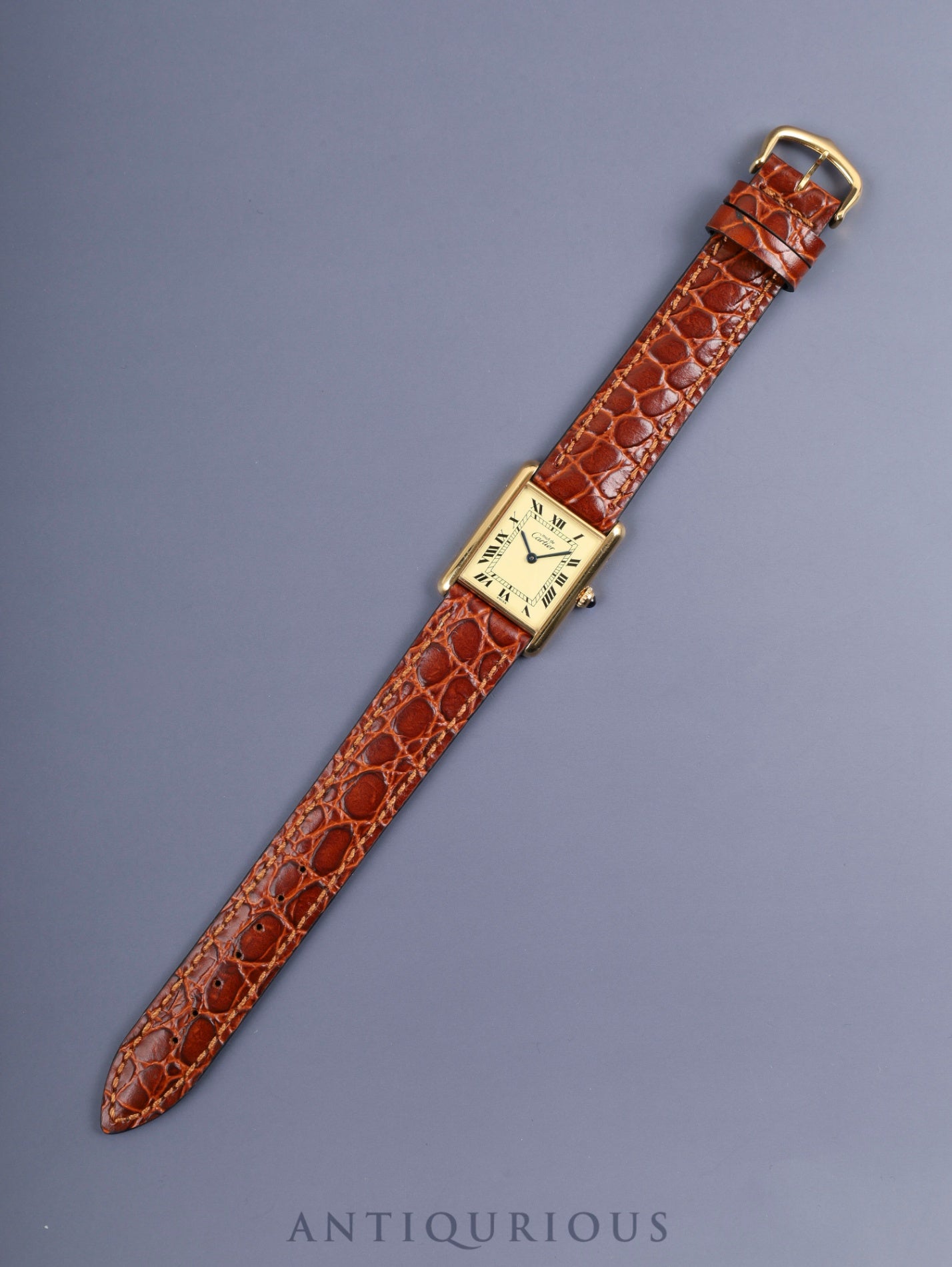 カルティエ マストタンク LM W1002753 / 590005 クォーツ Cal.90 SV925 革 純正尾錠（GP） アイボリーローマン文字盤 箱 オーバーホール