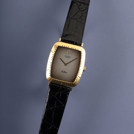 ロレックス チェリーニ 4087 手巻き Cal.1601 750 革 純正尾錠（GP） グレーグラデーション文字盤 69番台（1981年）オーバーホール済み