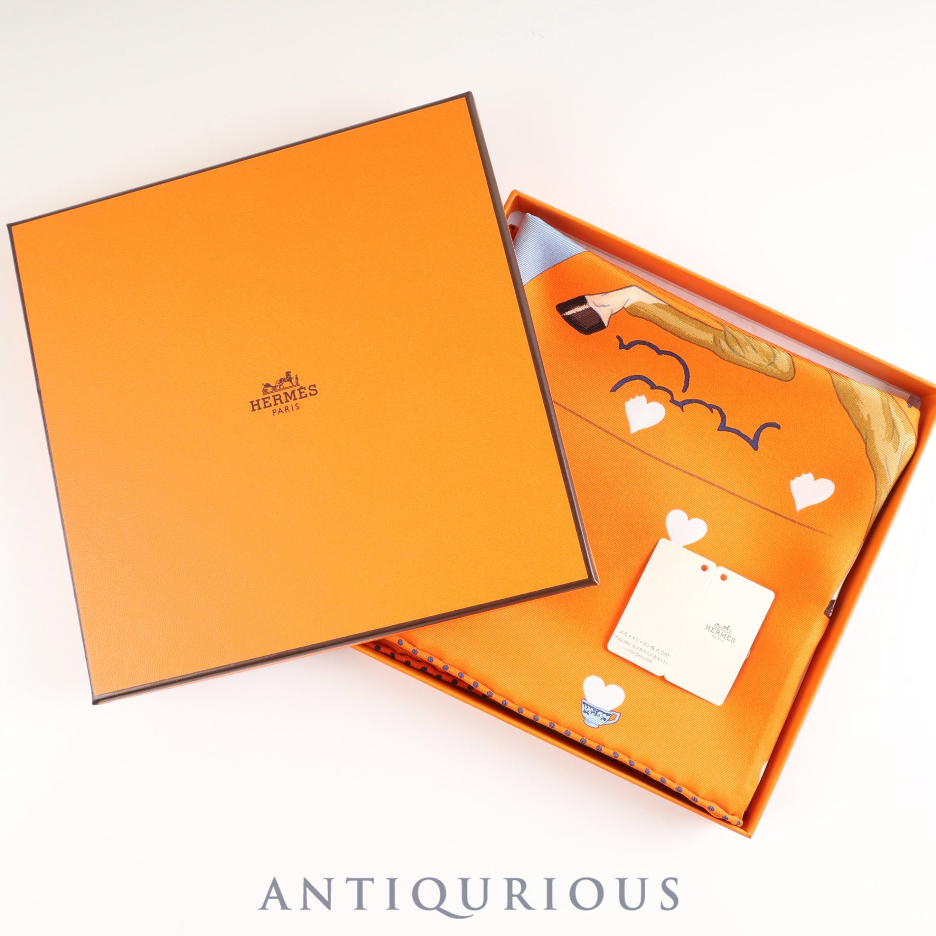Hermes scarf Carre 70 Tea Time Orange Box Tag SILK 100%