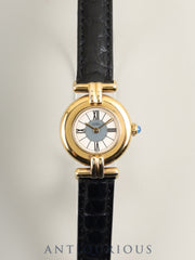 Cartier Must Colisee 590002 Quartz Caliber 690 SV925 Leather Strap with Genuine D-Buckle (GP) Roman Dial with Gray Center, Overhauled