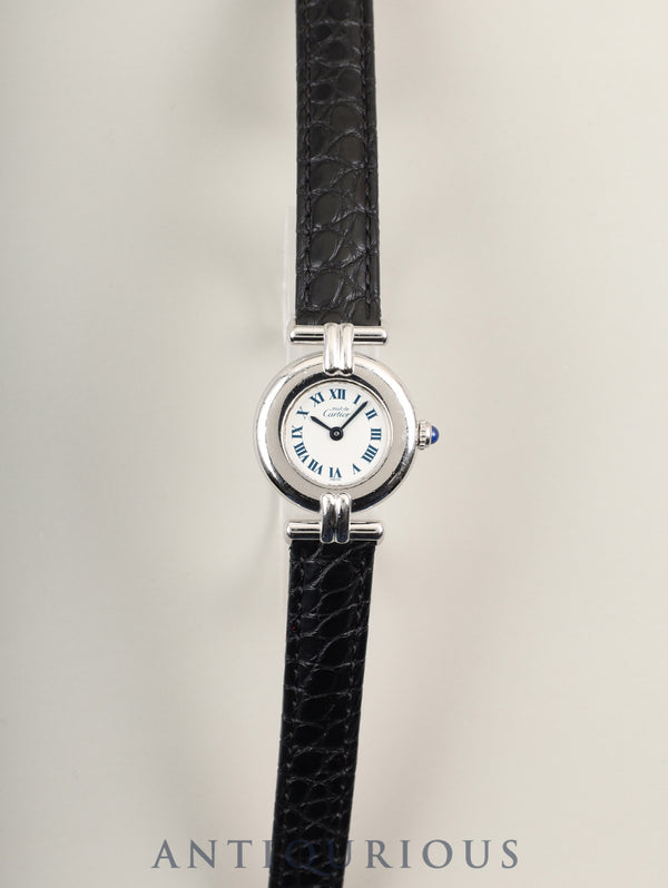 カルティエ マストコリゼ 1903 クォーツ Cal.690 SV925 革 純正Dバックル（SS） ホワイトローマン文字盤 オーバーホール済み