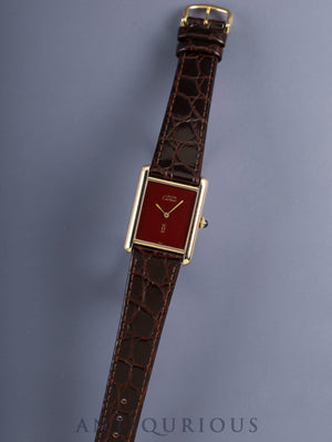 カルティエ マストタンク LM 手巻き Cal.78-1 SV925 革 純正ピンバックル（GP）ガーネットダイアル ボルドー文字盤（SWISS表記）オーバーホール済み