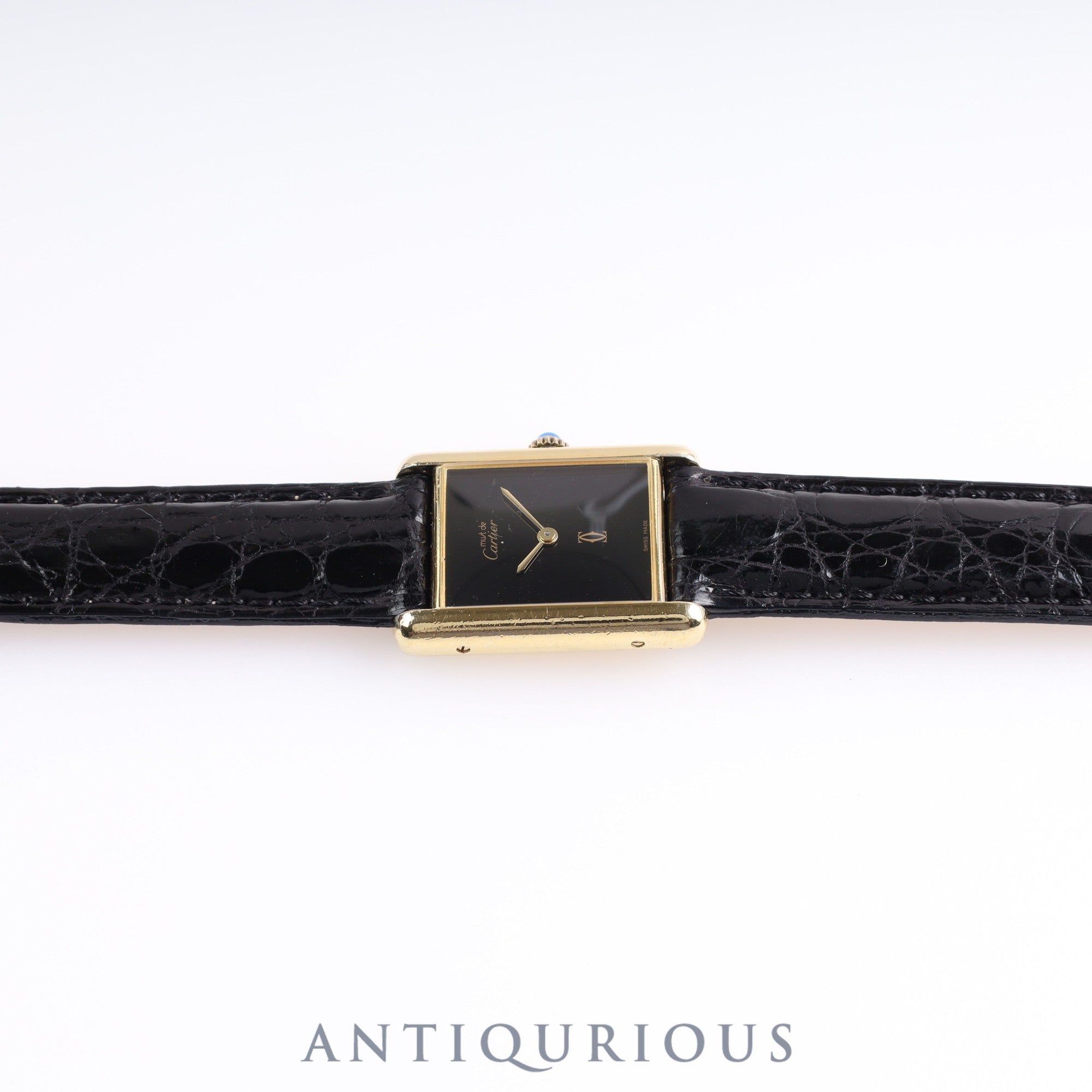 CARTIER Must Tank LM Manual winding Genuine buckle Onyx dial Complete Cartier boutique service completed