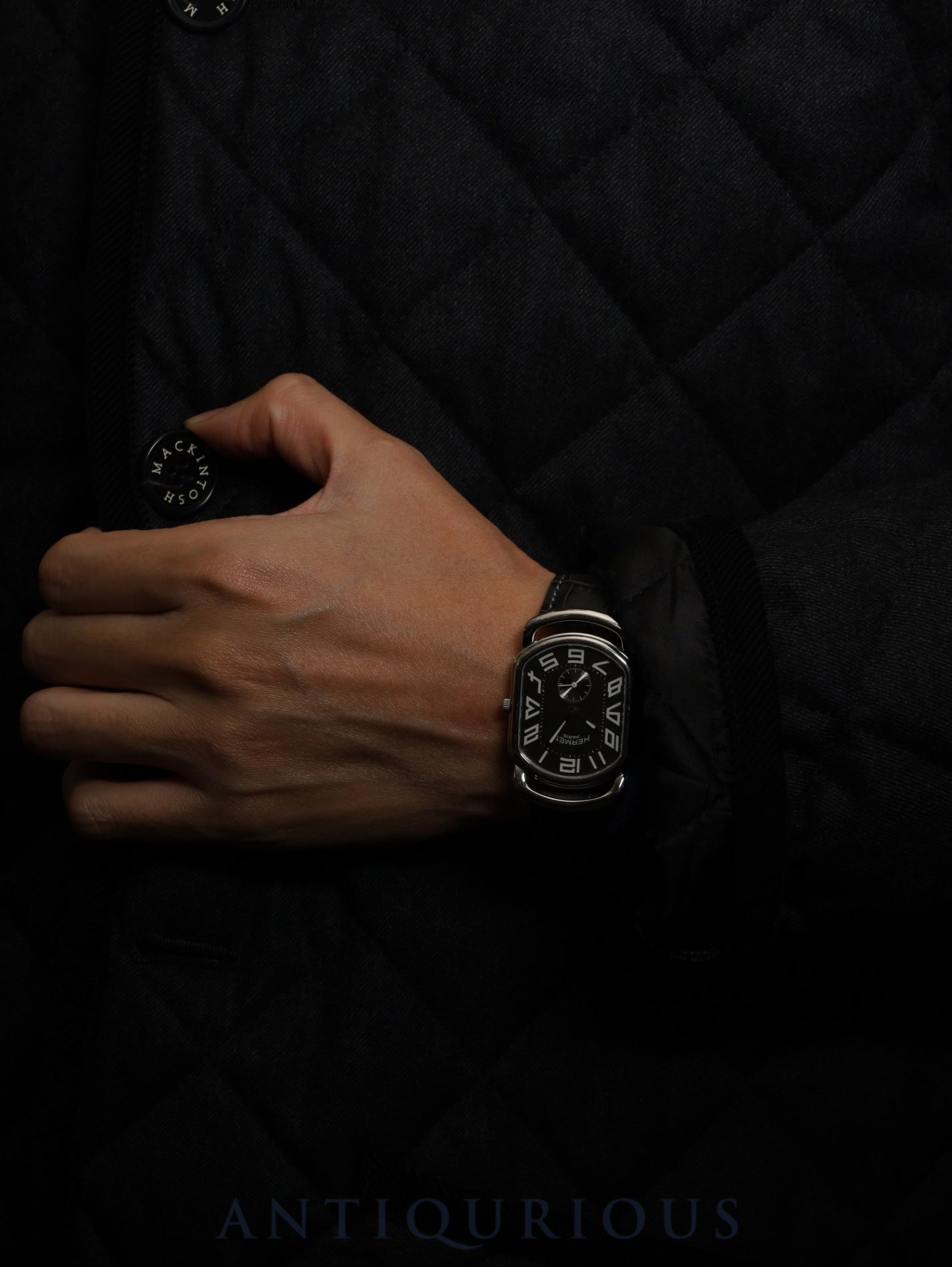 エルメス ラリー スモールセコンド RA1.810 クォーツ Cal.980.163 SS 革 社外ピンバックル（SS）グレー文字盤 オーバーホール済み