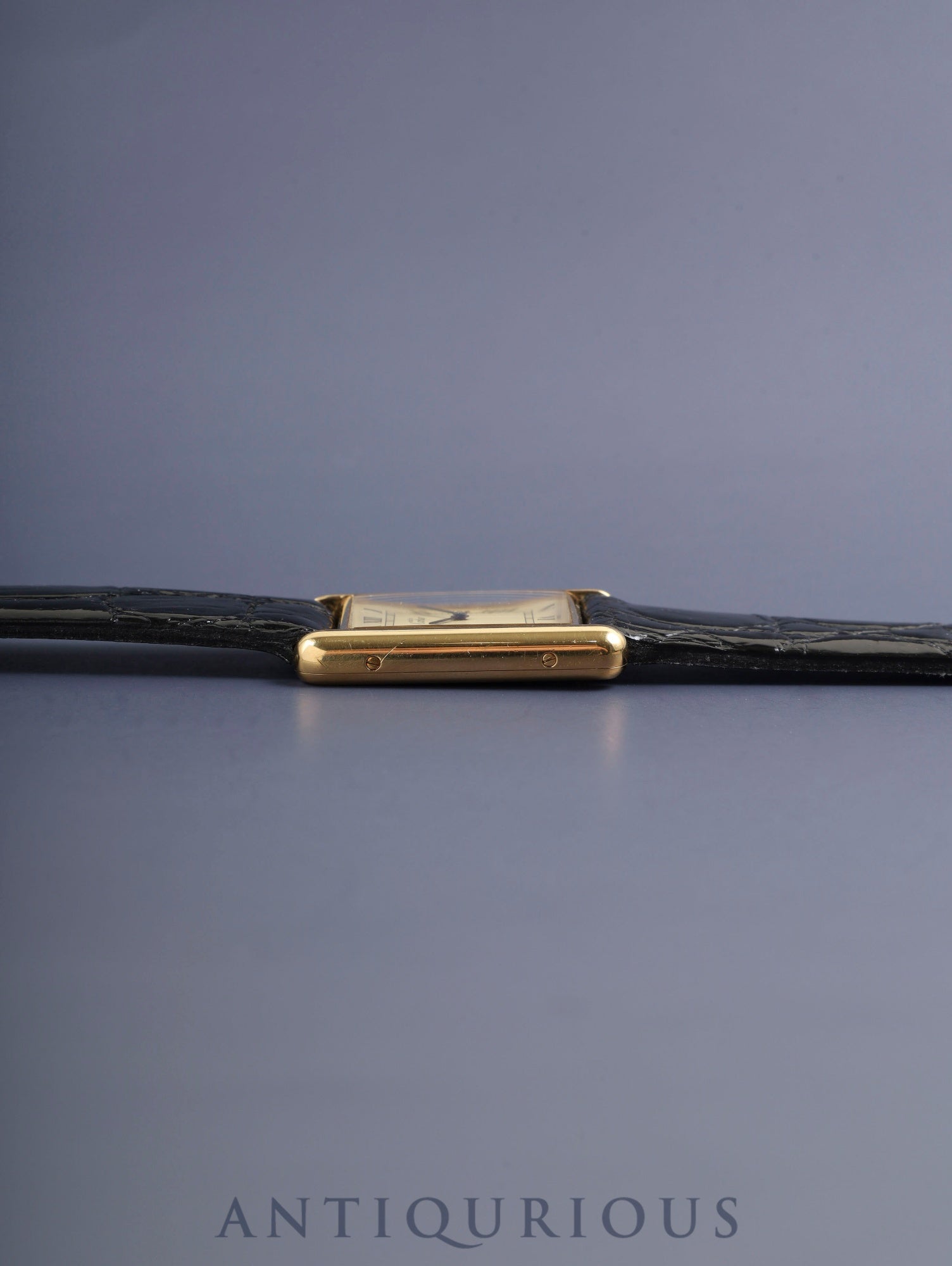 カルティエ マストタンク LM 681006 クォーツ Cal.81 SV925 革 純正尾錠（GP）アイボリーローマン文字盤 オーバーホール済み