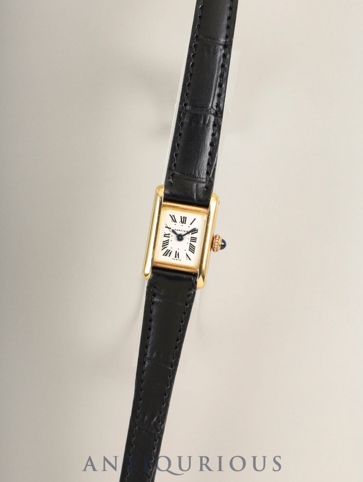 カルティエ ミニ タンク 64262 手巻き Cal.AS1722 750YG 革 純正Dバックル（18K）ホワイトローマン文字盤（PARIS表記）純正レザーベルト付き オーバーホール済み