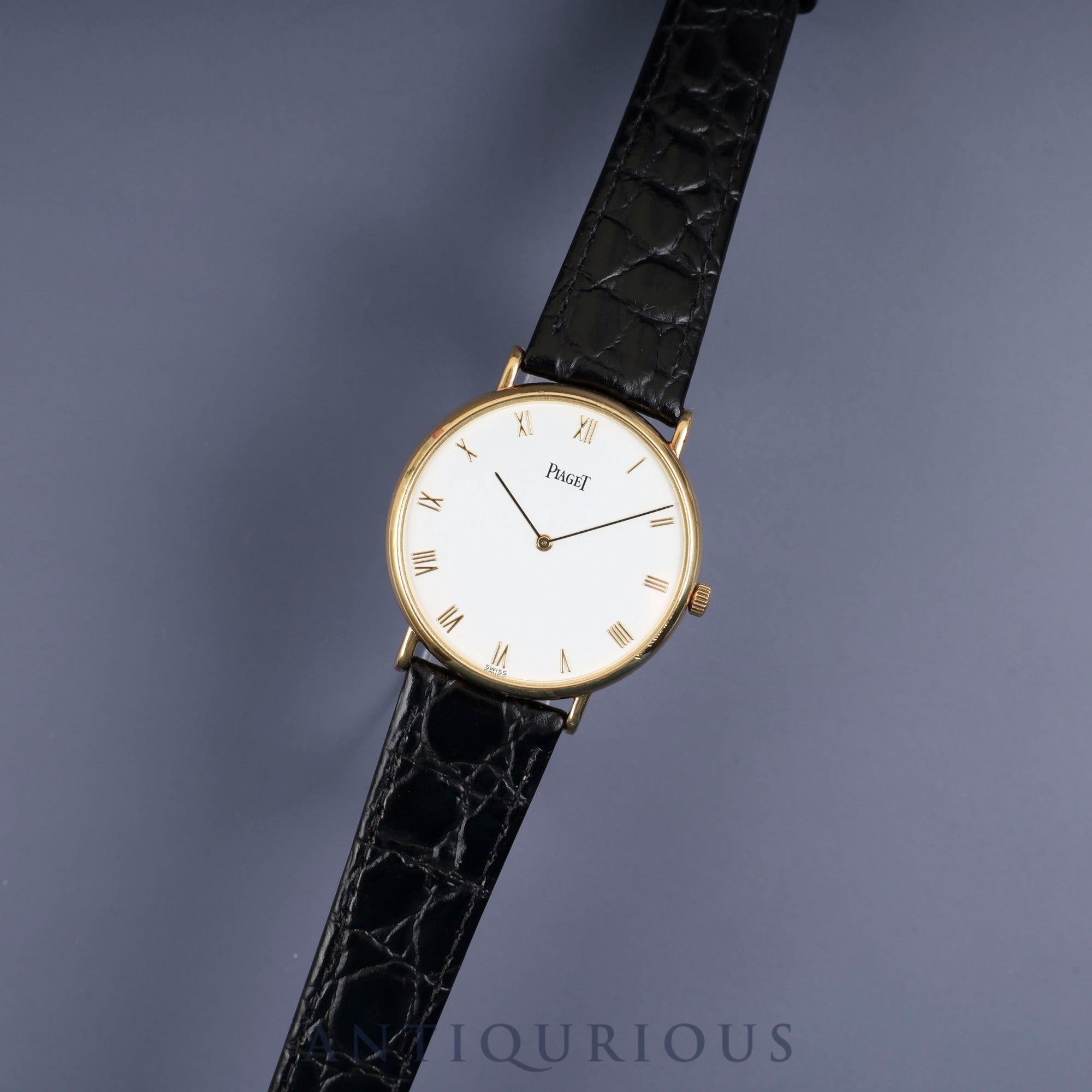 ピアジェ ラウンド 9035N 手巻き Cal.9P2 750 革 純正尾錠（GP） ホワイト文字盤 32mm 保証書 オーバーホール済み