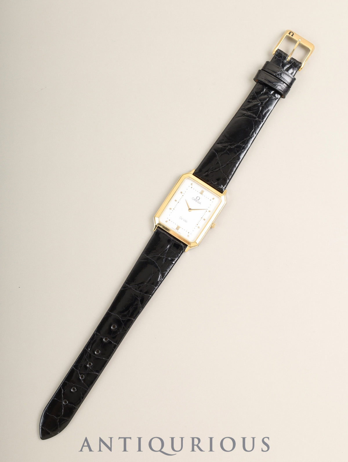 オメガ デ・ヴィル 195.0050 クォーツ Cal.1378 SS/GP 革 純正ピンバックル（GP）ホワイト文字盤（SWISS MADE表記）箱 保証書（無記載）純正レザーベルト付き オーバーホール済み